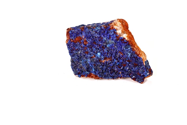 Macro mineral stone Malachite and Azurite against white background