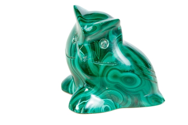 Macro mineral stone owl from malachite