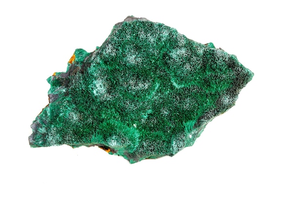 Macro mineral stone plisoviy plush satin malachite on a white background