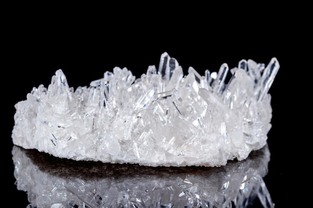 Macro Mineral Stone Rhinestone in Crystals on a Black Background