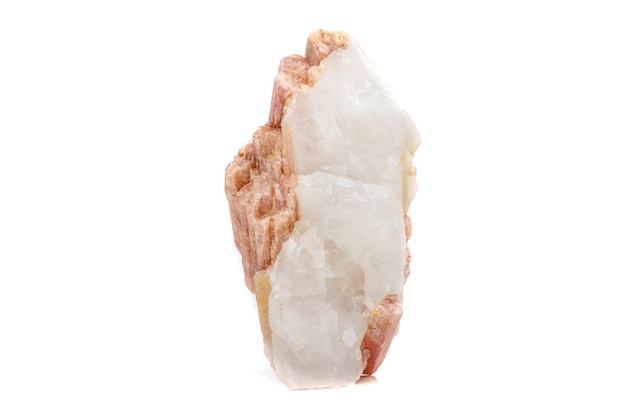 Macro mineral stone Tourmaline in the breed a white background