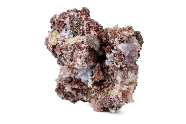 Macro mineral stonexAGolden Apatite on a white background