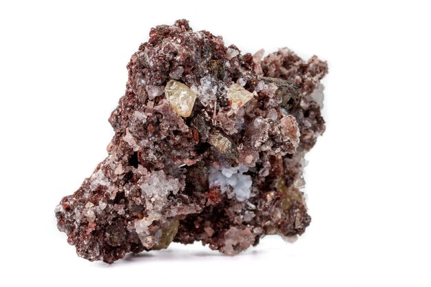 Macro mineral stonexAGolden Apatite on a white background