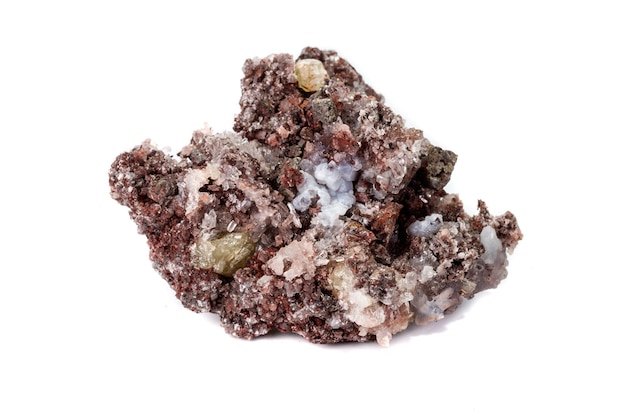 Macro mineral stonexAGolden Apatite on a white background