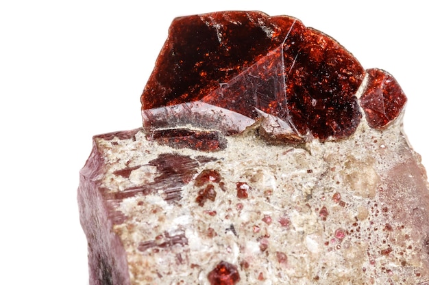 Macro mineral tourmaline stone on a white background close up