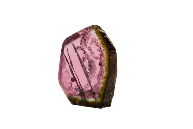 Macro mineral tourmaline stone on white background