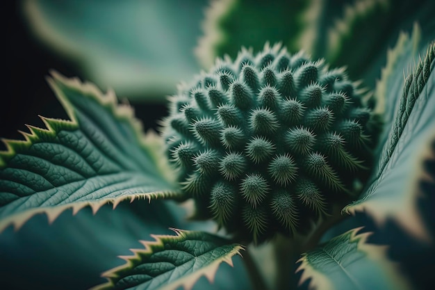 Macro photo of a Green burdock leaves texture background