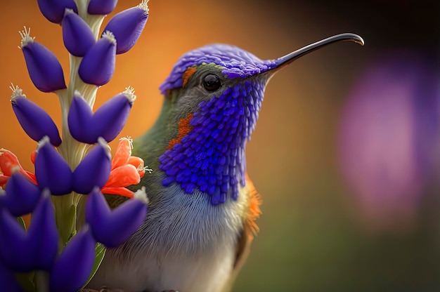 Macro photo of a hummingbird