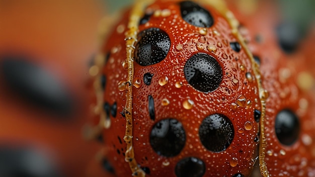 Macro photo of a ladybug s wing case