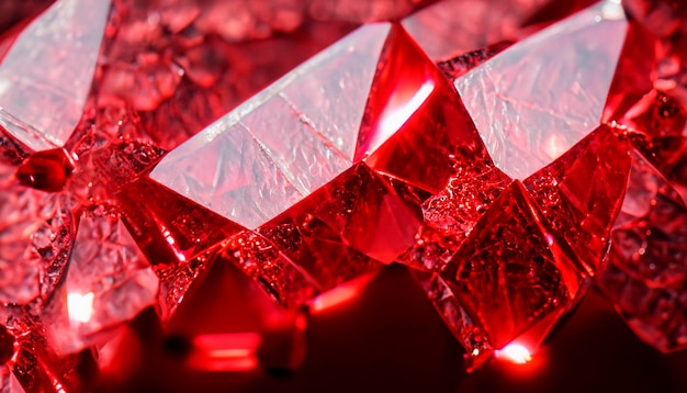 Photo macro photo of red diamond texture with crystal structure