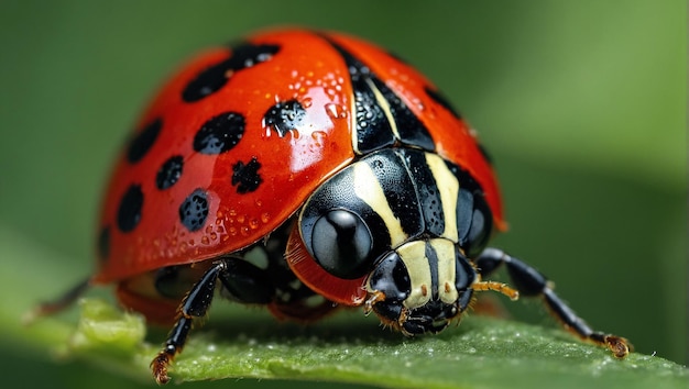 macro photograph beautiful red bettle lady bug