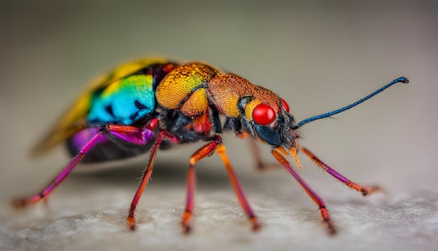 Macro photograph of a colourful insect