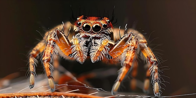 Photo macro photograph of jumping spider with dark background closeup shot concept macro photography jumping spider dark background closeup shot