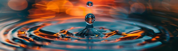 Photo macro photography captures a serene small world within a water droplet radiating clarity and purity