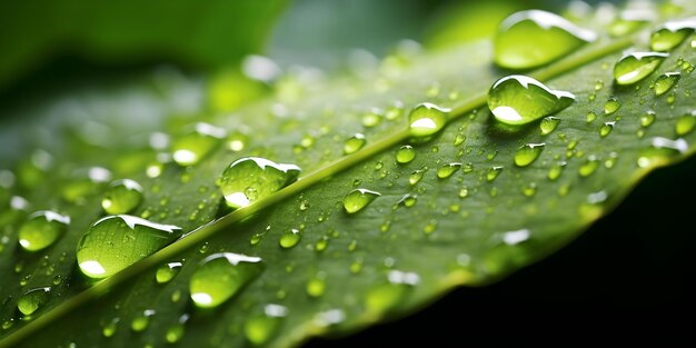 Macro Photography CloseUp of a Fresh and Vibrant Green Leaf with Water Droplets Concept Nature Photography Macro Shots Fresh Leaves Water Droplets Vibrant Colors