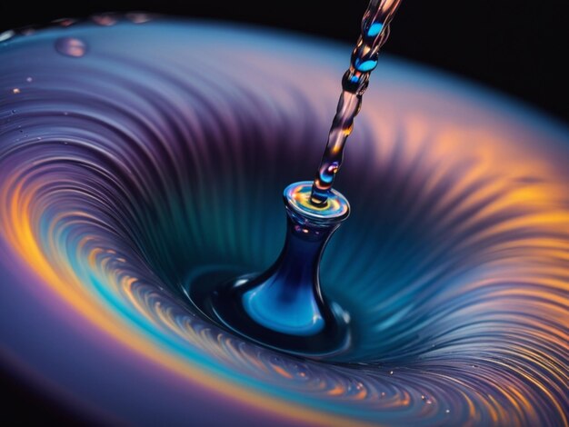 Photo a macro photography closeup of a long mesmerizingly flat color splash of iridescent matte liquid like water