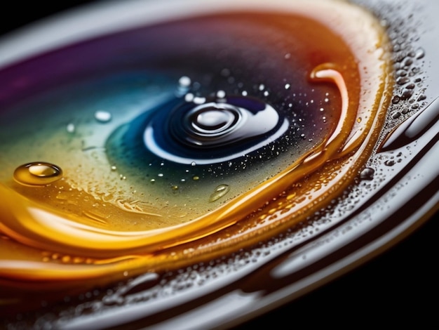 Photo a macro photography closeup of a long mesmerizingly flat color splash of iridescent matte liquid like water