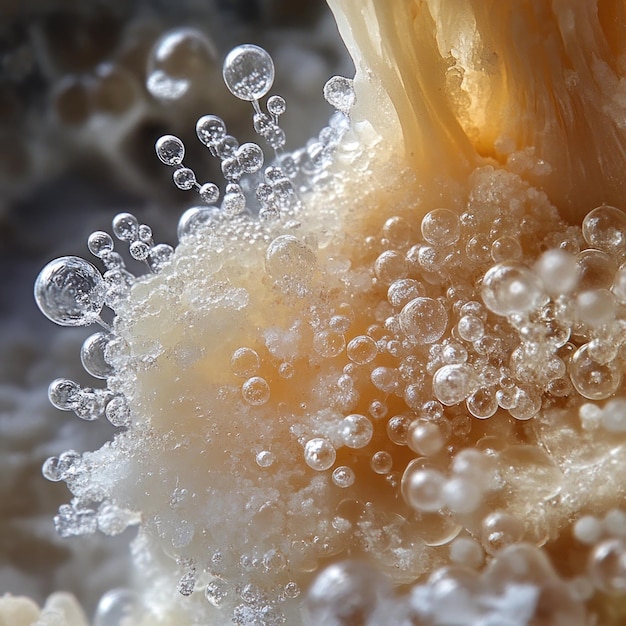 Photo macro photography of crystallized bubbles on a rock