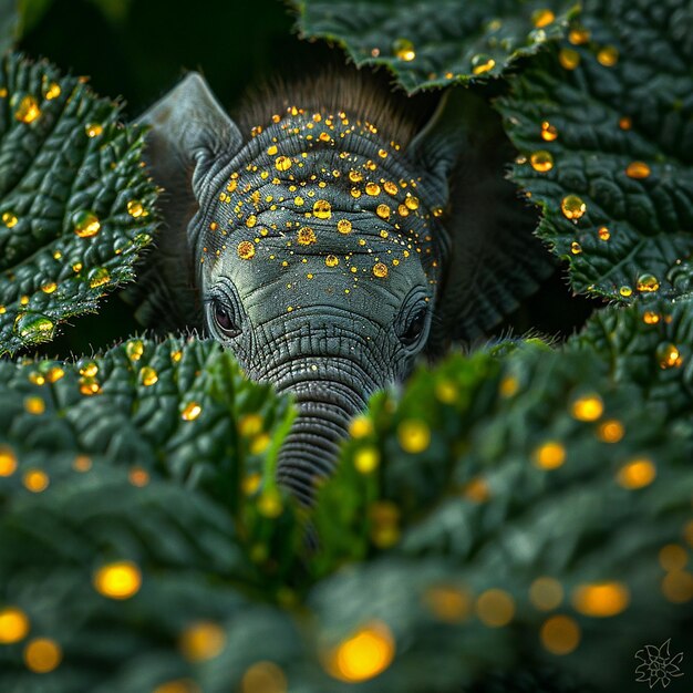 Photo macro photography of a cute small elephant