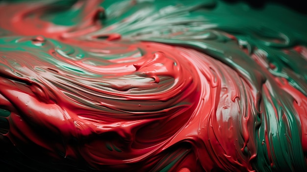 Macro photography of light red green paint