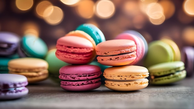 Macro photography macarons light bokeh