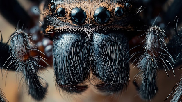 Photo macro photography of a spiders face