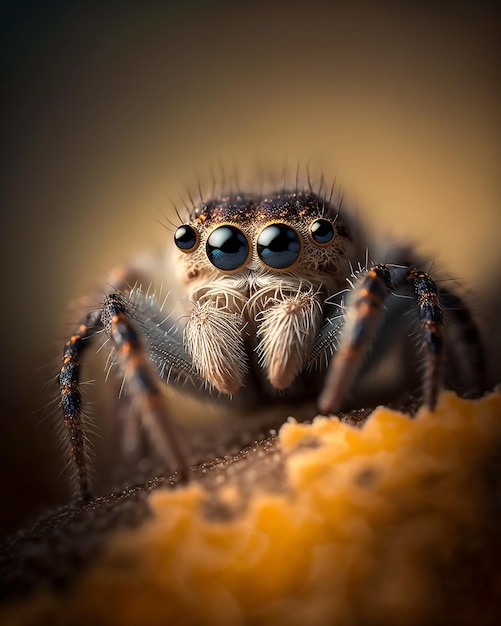 Macro Photography of a Tiny Spider Nature's Beauty Captured Up Close and Created with Generative AI