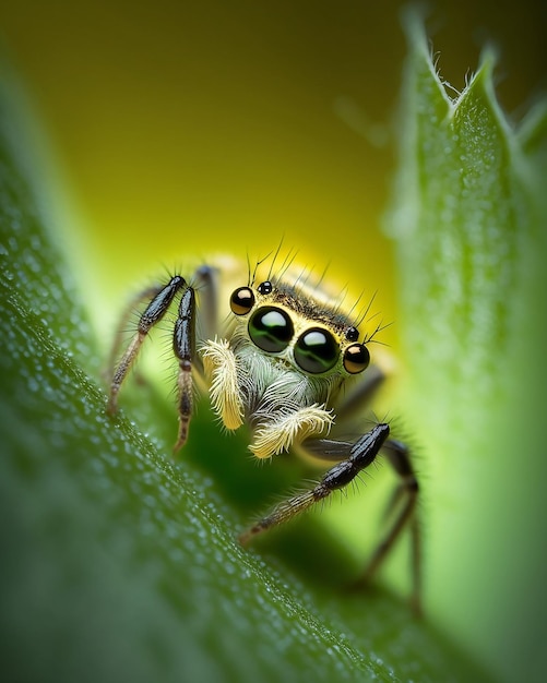 Macro Photography of a Tiny Spider Nature's Beauty Captured Up Close and Created with Generative AI