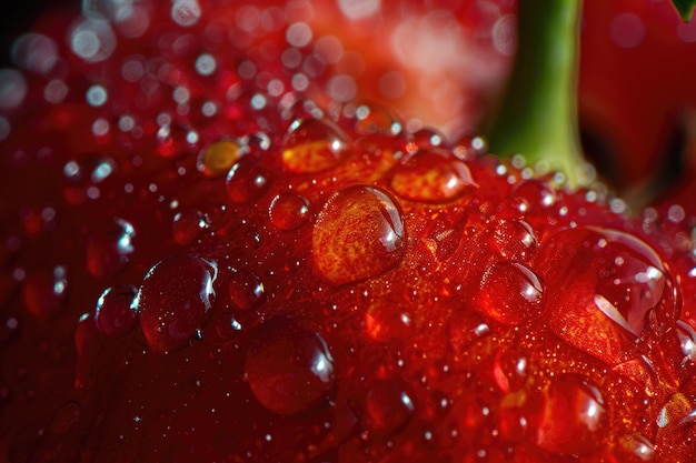 Macro photography unveils the vibrant allure of a cherry