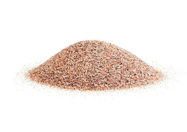 Macro pile sand isolated on white backgrounds river sand closeup