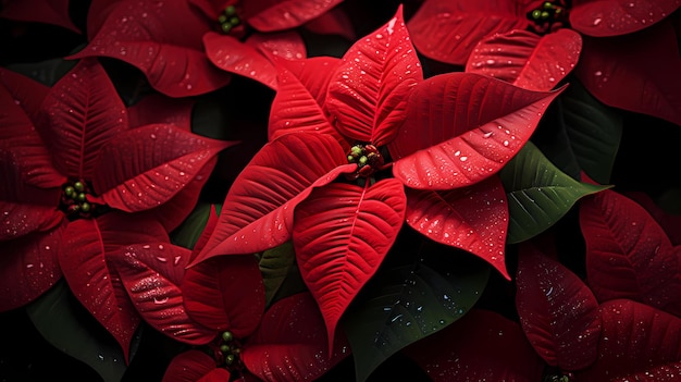 Macro Poinsettia Leaves