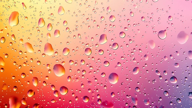 Macro Raindrops on Colorful Glass Background