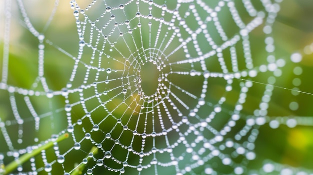 Macro Raindrops on Spider Web CloseUp Image