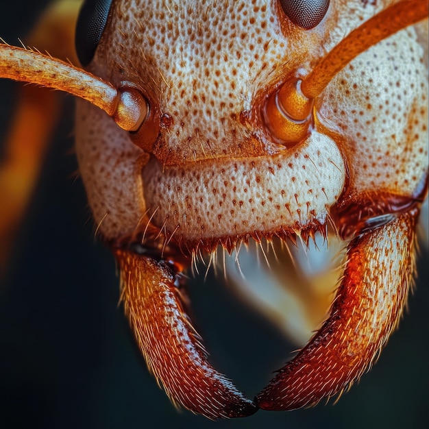 Photo macro shot of ants mandibles