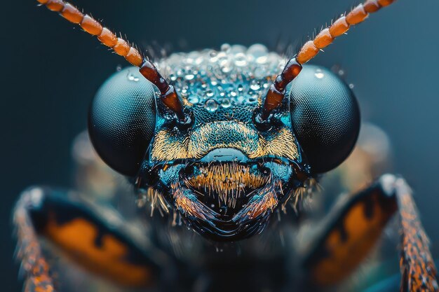 Photo macro shot of a beautiful closeup of a bright and colorful insect