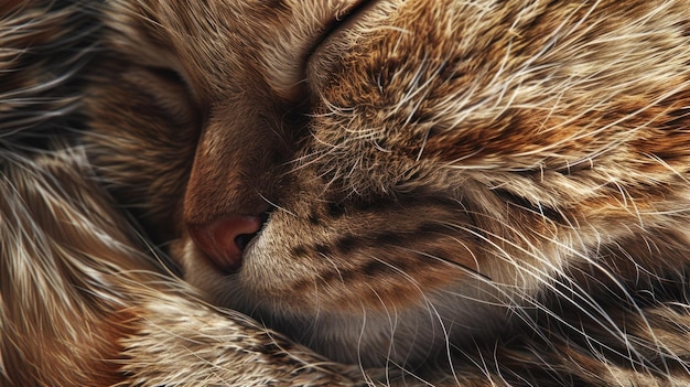 Macro Shot of Cat Fur and Whiskers Extreme closeup macro shot capturing the detailed texture of a sleeping cat39s fur and whiskers with great depth and clarity