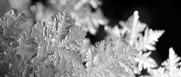 Photo macro shot of intricate frost patterns on glass