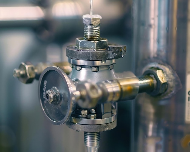 Photo a macro shot of a pressure relief valve in operation illustrating the safety mechanisms within petrochemical plants