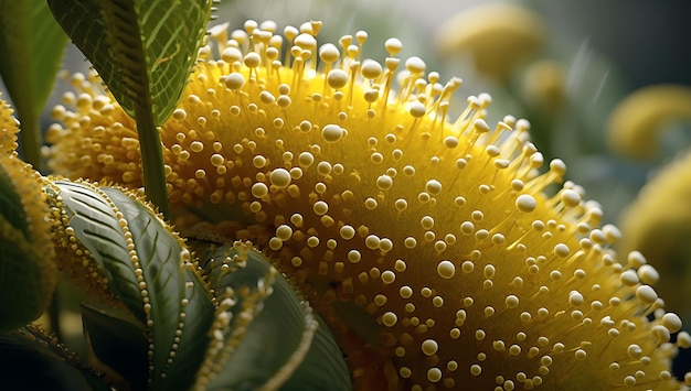 Macro Shot Revealing Detailed Plant Pollen A CloseUp Perspective