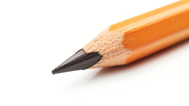 Macro shot of a sharpened pencil with a yellow wood body