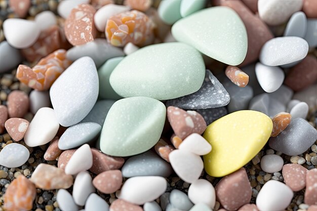 A macro shot showcasing the intricate and delicate textures of gravel with a pastel color palette adding to the overall beauty of the image Generated by AI