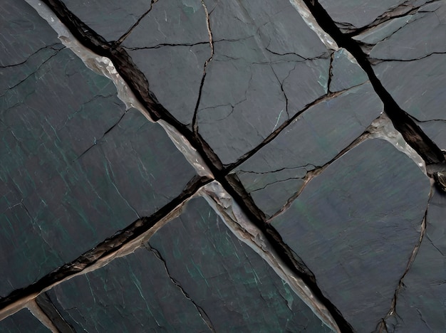 A macro shot of a slate rock surface revealing its smooth foliated texture and slight sheen