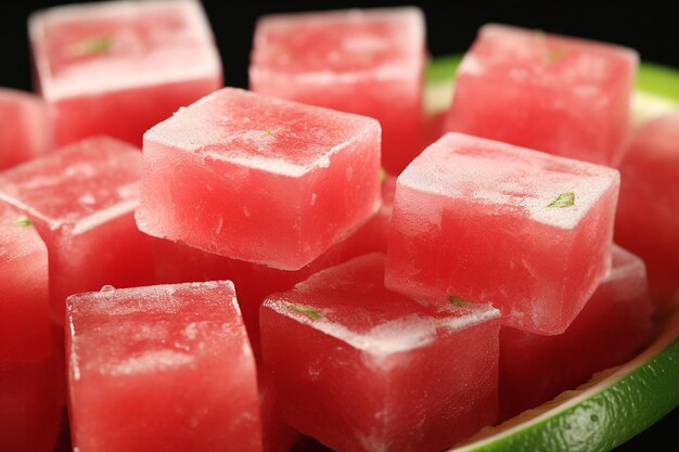 Macro shot of watermelon margarita popsicles in molds