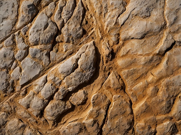 A macro shot of a weathered limestone surface revealing intricate fossil imprints and patterns