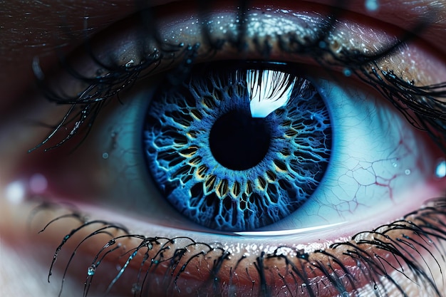 Macro shot of a woman s blue eye