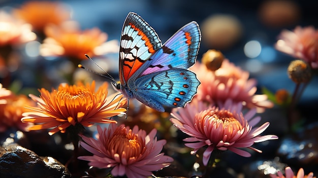 Macro shots Beautiful nature scene Closeup beautiful butterfly sitting on the flower in a summer