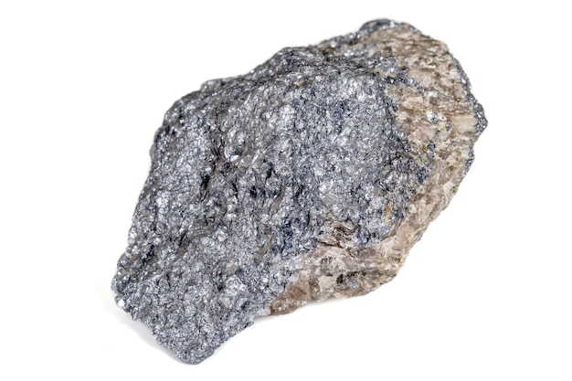 Macro silica mineral stone in rock on white background