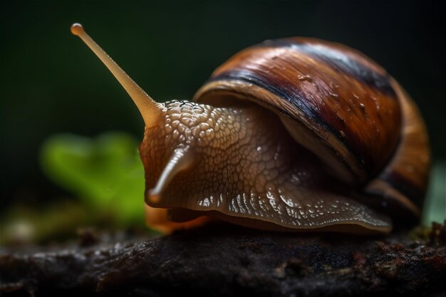 Macro of a snail outside AI generated content