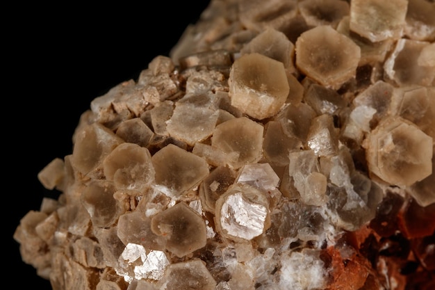 Macro stone Aragonite mineral on a black background