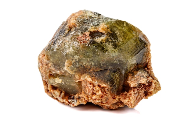 Macro stone Grossular mineral on white background